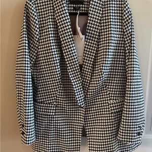 Wildfang Black and White Houndstooth Blazer